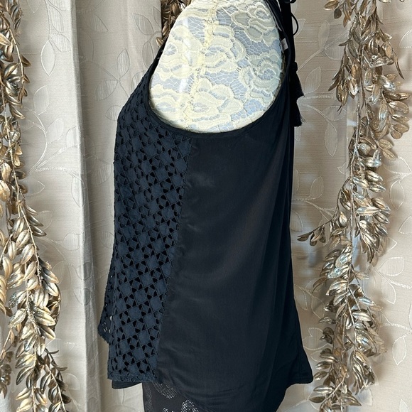 Athleta Women’s Small Black Eyelet Lace Cami Tank Top – Cotton Front Panel - Picture 6 of 11
